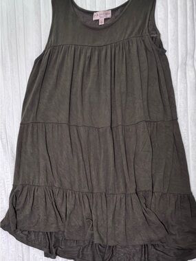 Philosophy Olive Green Sleeveless Tiered Midi Dress